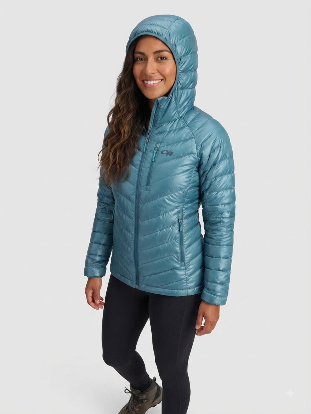 Outdoor Research W Illuminate Goose Down Hoody Teal Blue Women’s Size Large